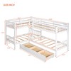 Twin Over Twin L-Shaped Bunk Bed with Drawers, Space-Saving Design, No Box Spring Required, White/Gray - ModernLuxe - 3 of 4