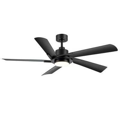 Airsurfer 60" Electroplated Ceiling Fan with LED Light & Remote, 5 ABS Blades, Quiet DC Motor for Indoor Living Room or Bedroom