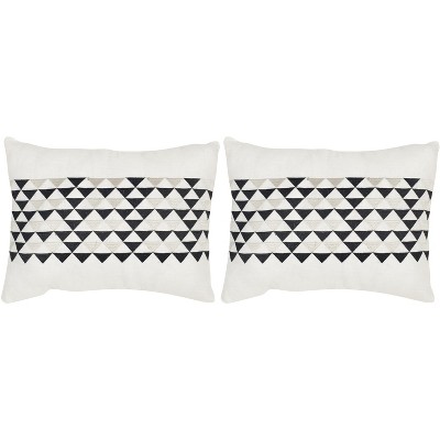 Slate Gray Embroidered Linen Square Pillow Set