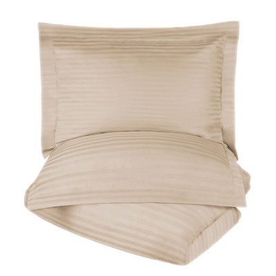 Premium 600-Thread Count Cotton Stripe Duvet Cover and Pillow Sham Set by Blue Nile Mills