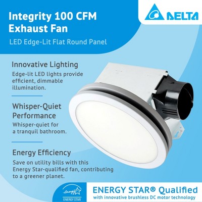 Delta Breez White LED Edge-Lit Round Exhaust Fan