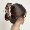 Anna-Kaci Beaded Flower Metal Hair Claw Clip with Curved Design and Textured Accents - 3 of 4