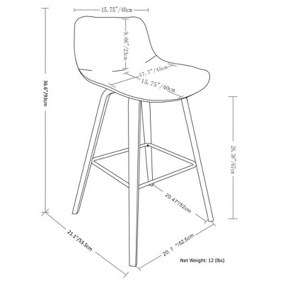 Randolph Medium Blue Upholstered Counter Stool with Metal Frame