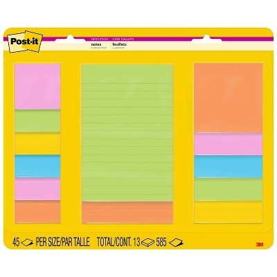 Post-it Super Sticky Notes Assorted Sizes Energy Boost Lined & Unlined 45 Sheets/Pad  13 Pads/Pack