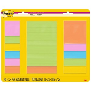 Post-it Super Sticky Notes Assorted Sizes Energy Boost Lined & Unlined 45 Sheets/Pad  13 Pads/Pack - 1 of 4