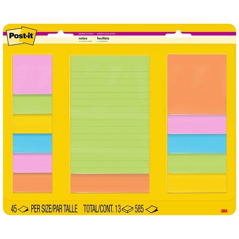 Post-it Super Sticky Notes Assorted Sizes Energy Boost Lined & Unlined 45 Sheets/Pad  13 Pads/Pack - image 1 of 4