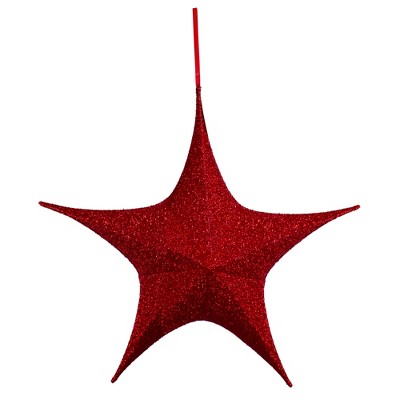 Northlight 25.5" Red Tinsel Foldable Christmas Star Outdoor Decoration