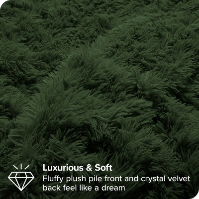 Forest Green Queen Shaggy Faux Fur Duvet Cover