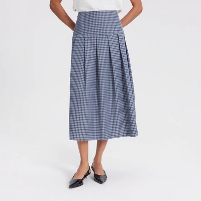 Women's Checked Pleated A-Line Skirt - A New Day™