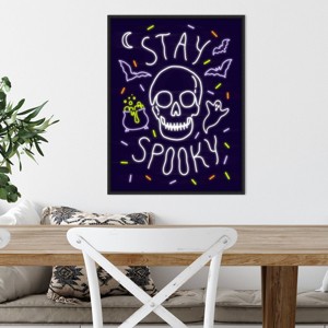 18" x 24" Neon Halloween II by Victoria Barnes Framed Wall Canvas - Amanti Art: Modern Decor, Seasonal Lithograph - 1 of 4