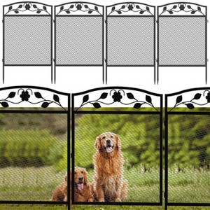 Artloge 5PCS Metal Black Garden Panels Heavy Duty Outdoor Decorative Fence 43'' Tall Animal Barrier Board Flower Bed Protector - 1 of 4