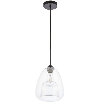 Kason Contemporary Black Finish Clear Glass Pendant Light