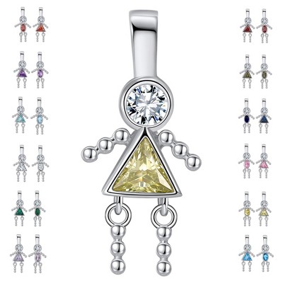 Baby Boy or Girl Birthstone Charm for Mom  Family Tree Grandma Necklace by Ginger Lyne CZ Sterling Silver