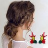 Unique Bargains Christmas Hair Clips Antlers Hairball for Christmas 2.95"x1.77" Red 1 Pair - 2 of 4