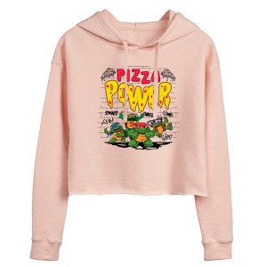 Women's - Teenage Mutant Ninja Turtles Mutant Mayhem - Pizza Power Cropped Graphic Hoodie - 1 of 2