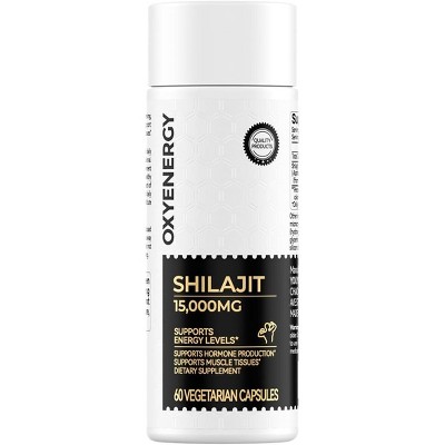 OXYENERGY Shilajit for Men, 15,000MG Himalayan Extract, 60 Vegan Capsules, Immune Support, Energy & Cognition, 30-Day Supply