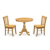 East West Furniture - AMDL3-Oak-W - 3-Piece Dining Room Table Set- 2 Modern Dining Room Chair and Dining Table - - Oak Finish - 2 of 4