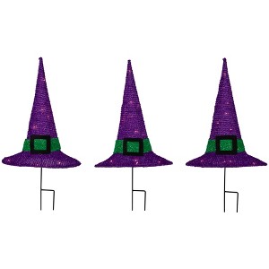 Northlight LED Lighted Witches Hat Outdoor Halloween Pathway Markers - 14" - White Lights - 1 of 4