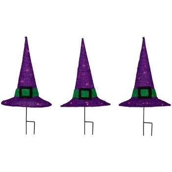 Northlight 14" LED Lighted Purple Witches Hat Outdoor Halloween Pathway Markers