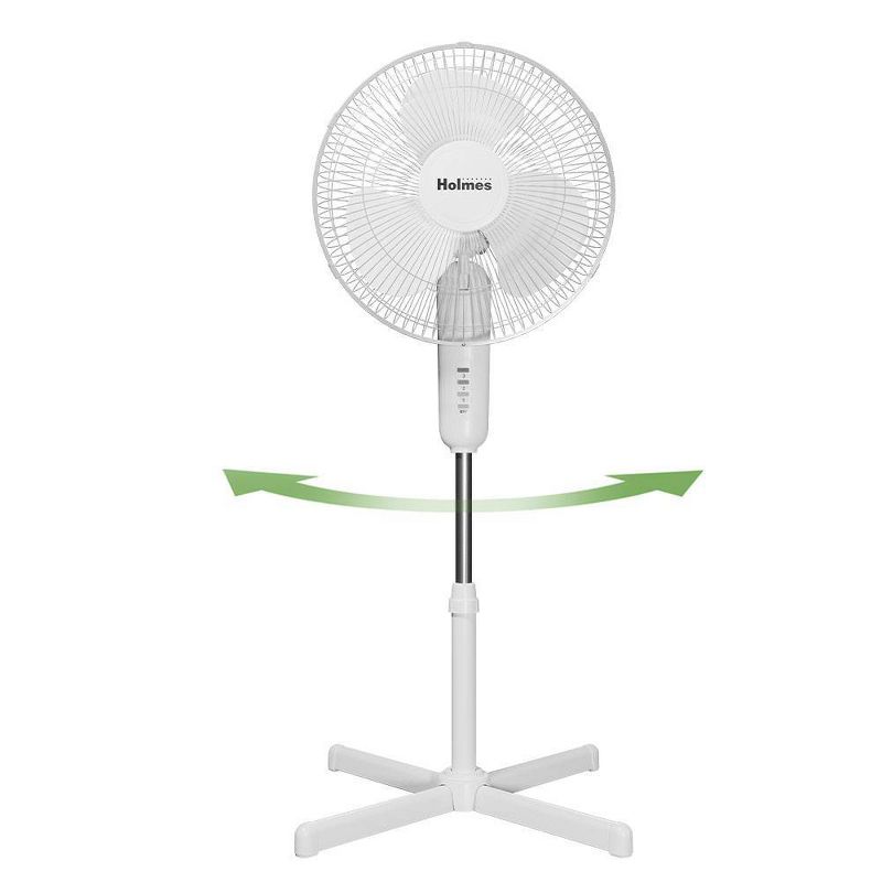 Holmes 16&#34; Oscillating 3 Speed Manual Stand Fan White, 4 of 9