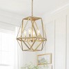 Modern Gold Geometric Pendant Light, 4-Light Open Cage Chandelier for Dining Room or Foyer - 2 of 4