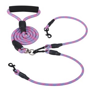 iMountek"Double Dogs Leash with No-Tangle Design, Reflective, Swivel Coupler & Padded Handle for Comfort"Green&Pink - 1 of 4