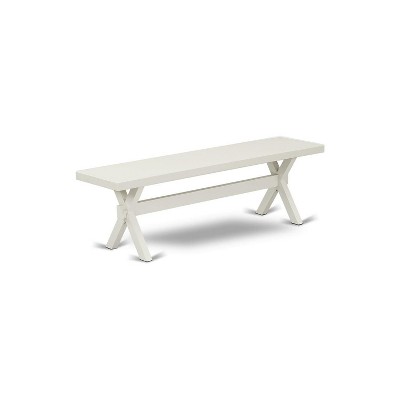 East West Furniture X-Style 15x60 in Dining Bench with Wirebrushed Linen White Leg and Linen White Top finish