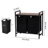 Laundry Basket on Wheels, Movable Laundry Hamper, Laundry Cart with Wooden Tabletop & Pulled-Out Basket - 4 of 4