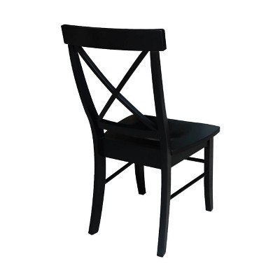 Elegant High-Back Cross Solid Parawood Side Chair in Black - Set of 2