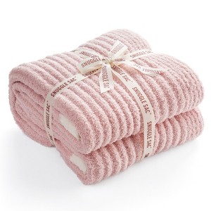 Snuggle Sac Reversible Knit Throw Blanket Soft Ribbed Textured Blanket for All Seasons - 1 of 4