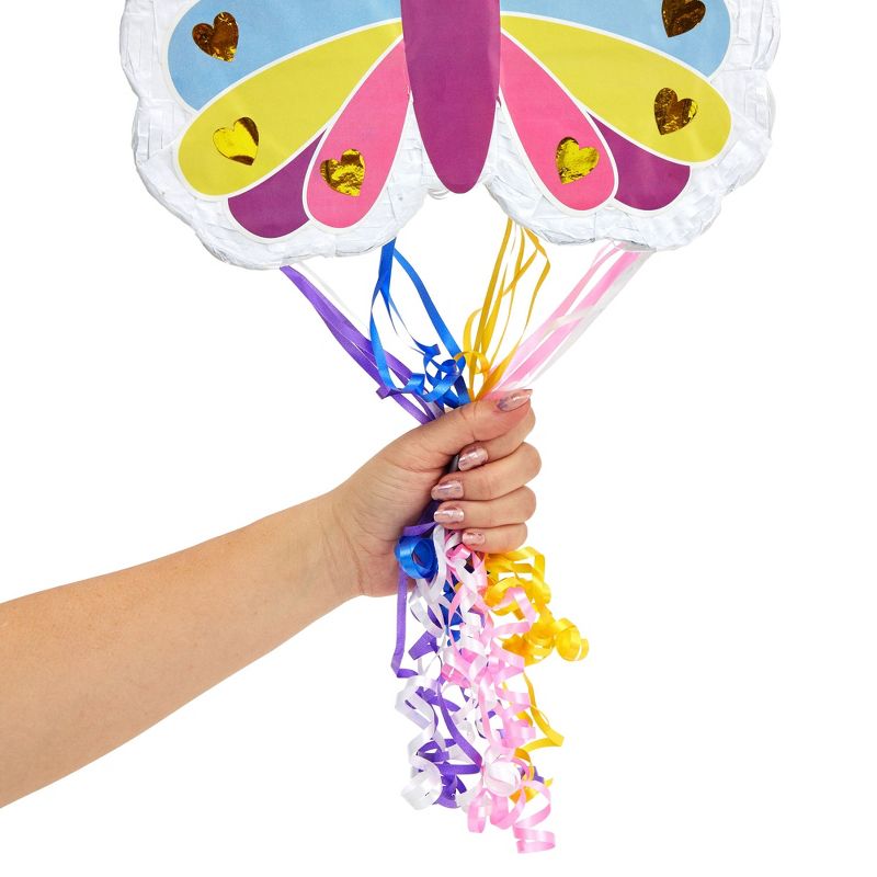 Blue Panda Small Pull String Butterfly Pinata, Fairy Party Decorations, 16.5 x 13.0 x 3.0 in, 3 of 9