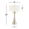 360 Lighting Rachel Art Deco Style Table Lamps 28" Tall Set of 2 Column Silver Metal with Table Top Dimmers White Drum for Bedroom Living Room Bedside - 4 of 4