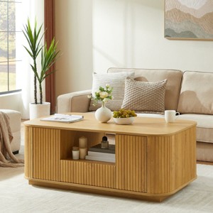 46.5" Oval Coffee Table with Large Storage and Drawers, Modern Accent Center Table  for Living Room, Office, or Small Spaces - Panipeachy - 1 of 4