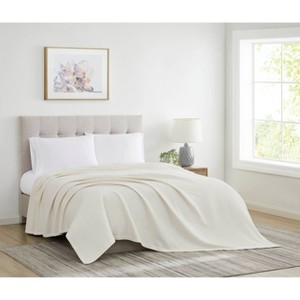 Cannon Full/Queen Heritage Cotton Waffle Blanket Ivory: Year-Round Comfort, Machine Washable - 1 of 3