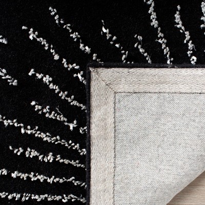 Hand-Tufted Black and White Starburst Square Wool Rug