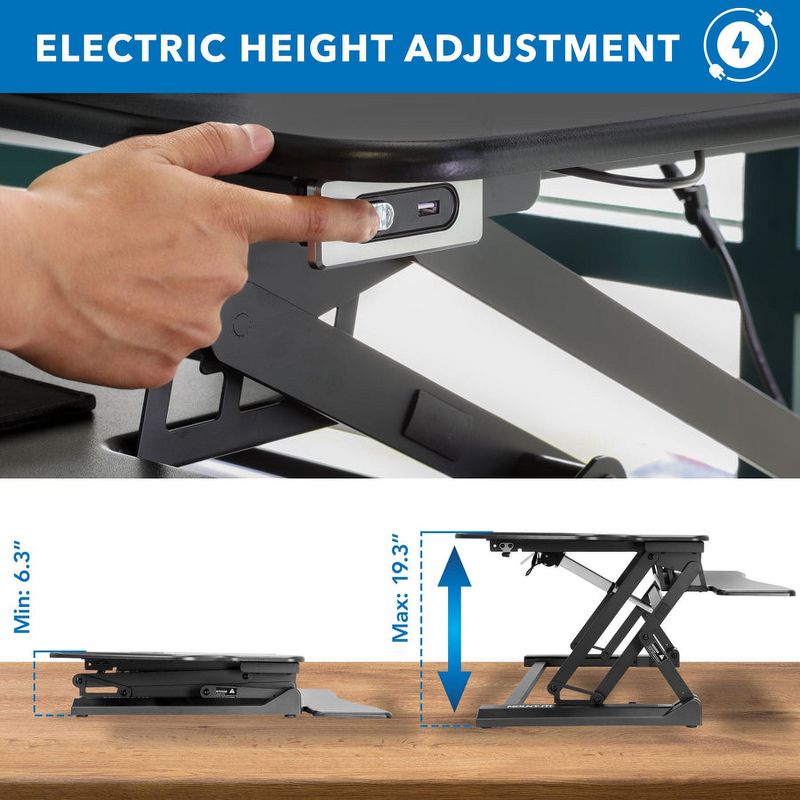 Mount-It! Electric Stand Up Desk Converter with Dual Monitor Arm, Motorized Standing Desk Riser with Monitor Mount for 2 Screens max 32", Large 47", 5 of 11