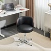 Karl Home Modern PU Swivel Chair Armless No Wheel Adjustable Height Office Desk Chair With Baskest Support in black and brown - 2 of 4