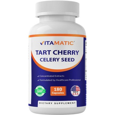 Tart Cherry with Celery Seed Concentrated Extracts - 18,000mg Equivalent Per Serving - 180 Veg Capsules