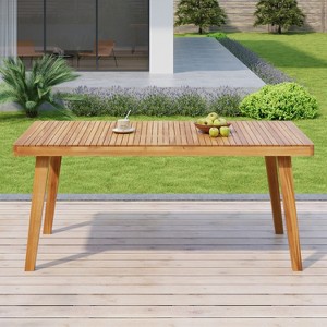 Christopher Knight Home Zeke Rustic Acacia Wood Outdoor Dining Table with Slatted Top - 1 of 4