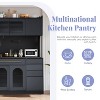 63"W Kitchen Pantry Storage Cabinet Pantry Organizer Buffet with Hutch,6 Drawers,5 Cabinets,Pegboard,Towel Rack,Power Outlet, White/Black-ModernLuxe - 3 of 4