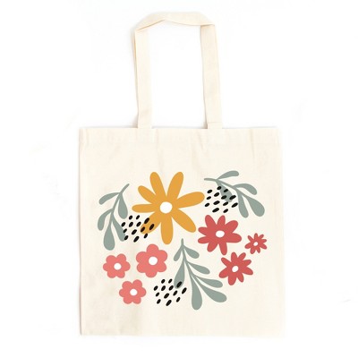 City Creek Prints Daisies And Ruscus Canvas Tote Bag - 15x16 - Natural ...