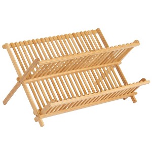iDESIGN Formbu Bamboo Folding Collapsible Dish Drying Rack: Freestanding Kitchen Rack, Spot Clean, 17x13x11, Brown - 1 of 4