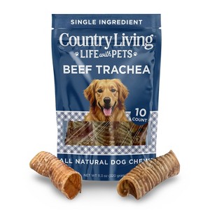 Country Living 6” Beef Trachea Dog Chews – 10 Count Bag – All-Natural, Single-Ingredient, Long-Lasting Dog Treats - 1 of 4