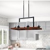 Farmhouse 6-Light Kitchen Island Chandelier, Rectangular Wood and Black Metal Pendant with Glass Shades - 2 of 4