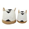 Set of 2 Banana Leaf Storage Baskets White - Olivia & May: Large Decorative Wicker Baskets with Handles, Bohemian Style - 3 of 4
