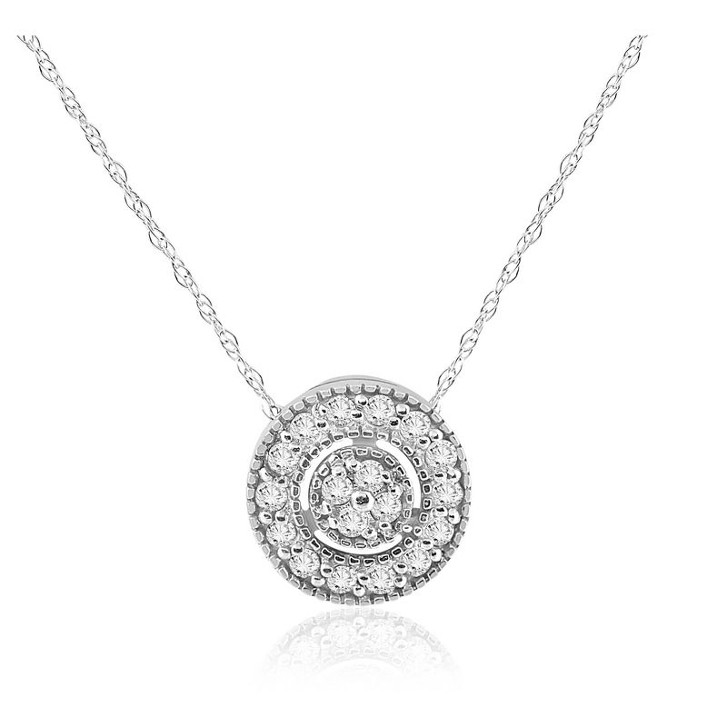 Pompeii3 1/4ct Diamond Pave Halo Pendant 14K White Gold Womens Necklace & 18" Chain, 3 of 6