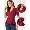 INSPIRE CHIC Women's Vintage Solid Victorian Puff Sleeve Steampunk Lace Up Blouse - 2 of 4