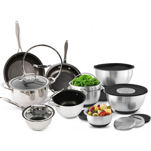  Nevlers 15 Pcs Stainless Steel Pots and Pans Set