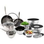 Wolfgang Puck 21-Piece Stainless Steel Cookware and Mixing Bowls Set, Non-Stick Pots, Pans & Skillets