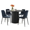 5-Piece 41.5" Dining Set for 4,Pedestal Black Round Dining Table with 4 Armless Dining Chair for Living Room,Dining Room,Farmhouse-Tanpinhause - 2 of 4